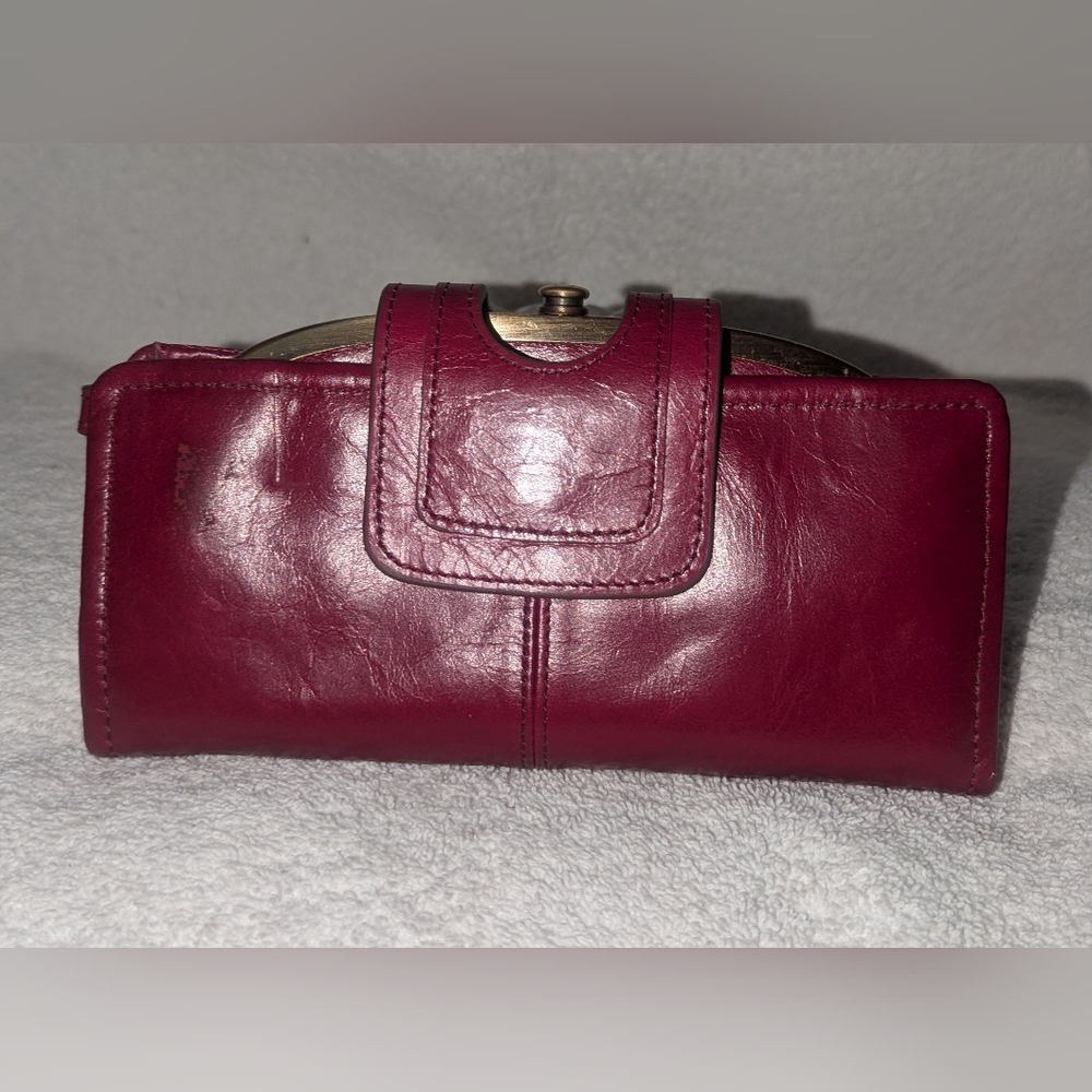 HOBO Nova  Burgundy Red Leather Wristlet with Luxurious Finish